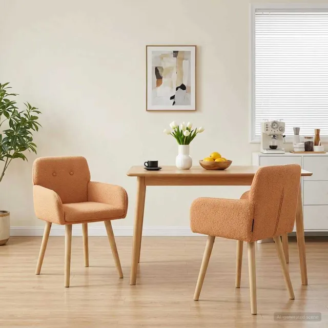 vidaXL Eettafelstoelen 2 st Bouclé Beige 59 x 56,5 x 85 cm
