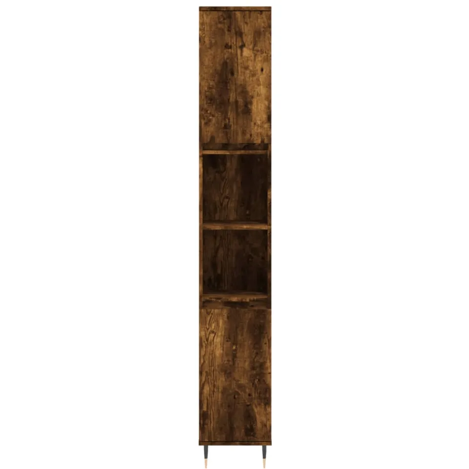 vidaXL Badkamerkast 30x30x190 cm bewerkt hout gerookt eikenkleurig Bruin