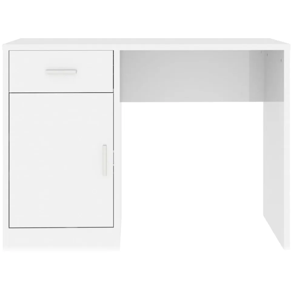 vidaXL Bureau met kast en lade 100x40x73 cm bewerkt hout hoogglans wit, foto 4