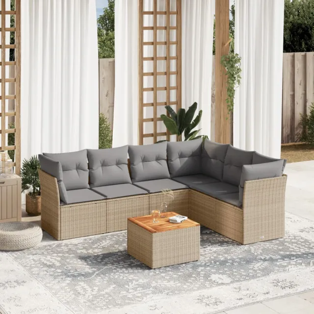 vidaXL Patio Sofa Set 6-zits Beige mix en grijs, foto 2