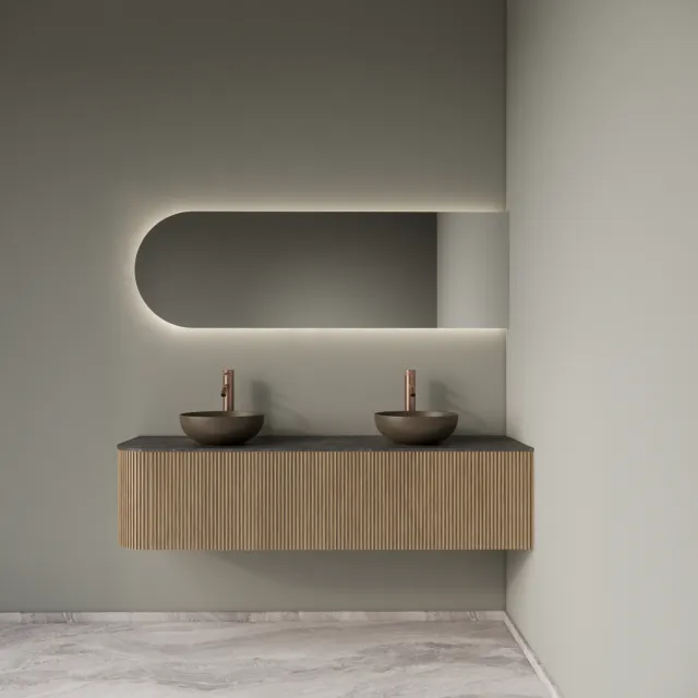 Gliss Design Badkamermeubelset Gliss Design Alluro 160 cm Rechts Mist Eiken