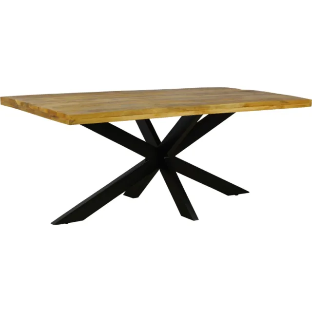 Meubelplaats Eettafel Straight Spider | Naturel Mangohout | 180x100 Bruin