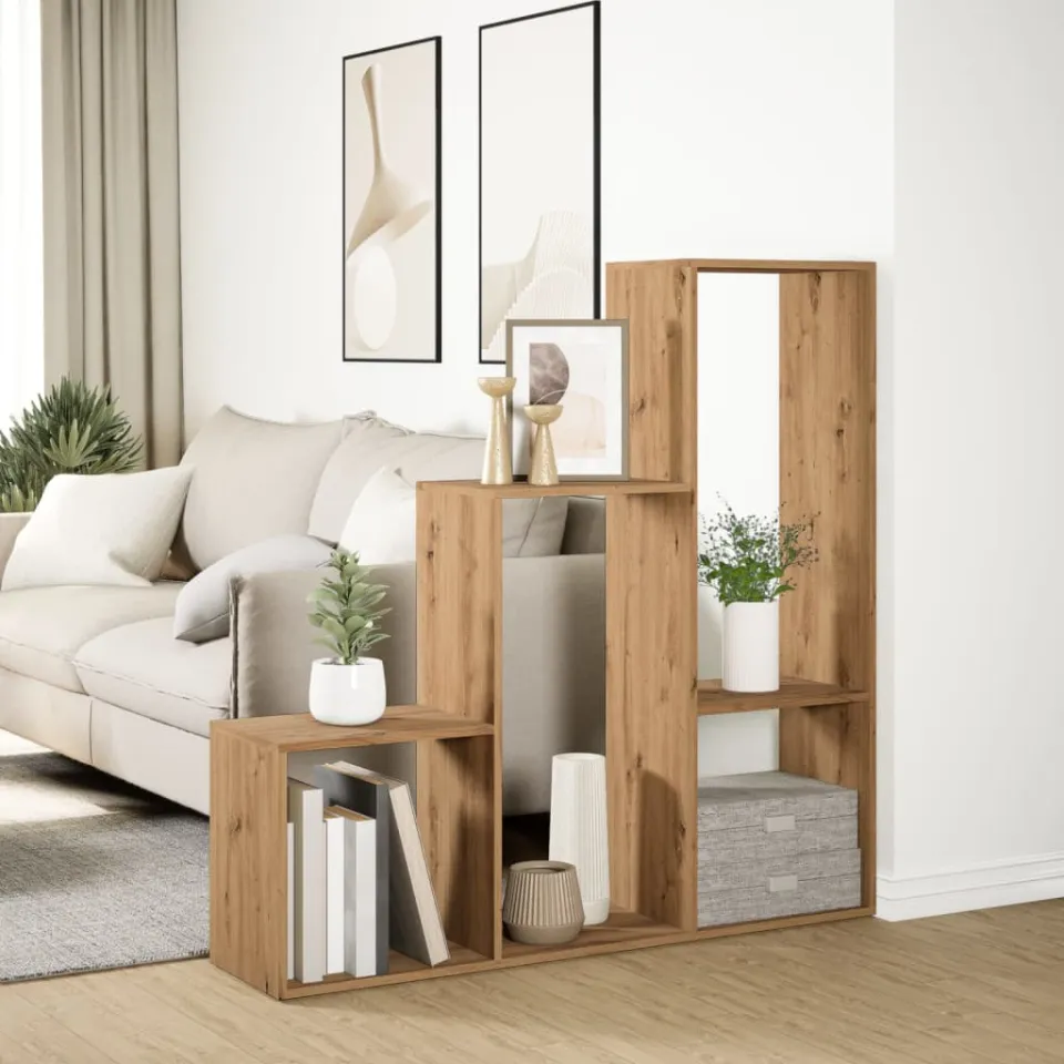 vidaXL Kamerscherm / boekenkast 123x29x123 cm hout artisanaal eiken, foto 3