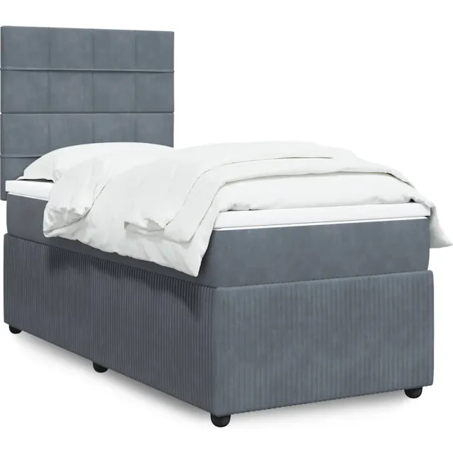 vidaXL Boxspring met matras fluweel donkergrijs 90x200 cm grijs