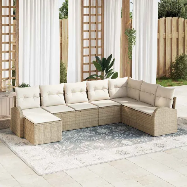 vidaXL Tuin Sofa Set 8 st Beige [Synthetisch]: Poly Rattan, foto 2
