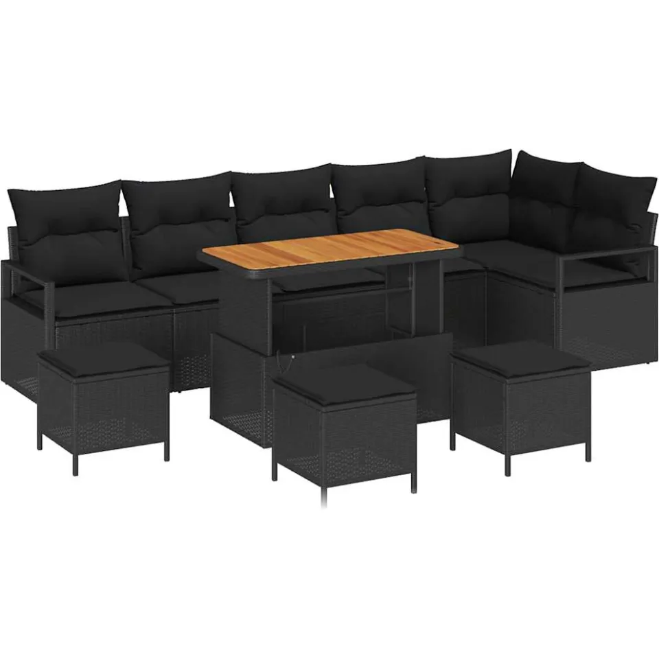 vidaXL Tuin Sofa Set 10 st Zwart Poly riet