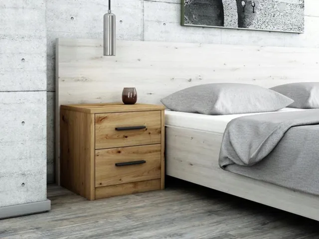 Matkam Nachtkastje - BODO 2S ARTISAN - met 2 lades zwart