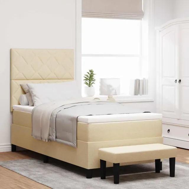 vidaXL Boxspringbed met hoofdeinde Crème 90 x 190 cm Stof