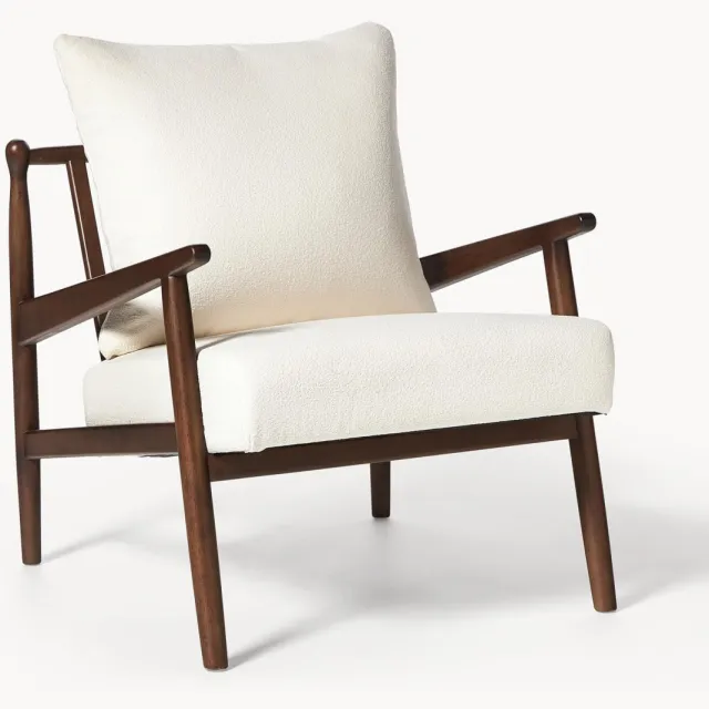 Westwing Collection Bouclé loungefauteuil Mikkel Wit