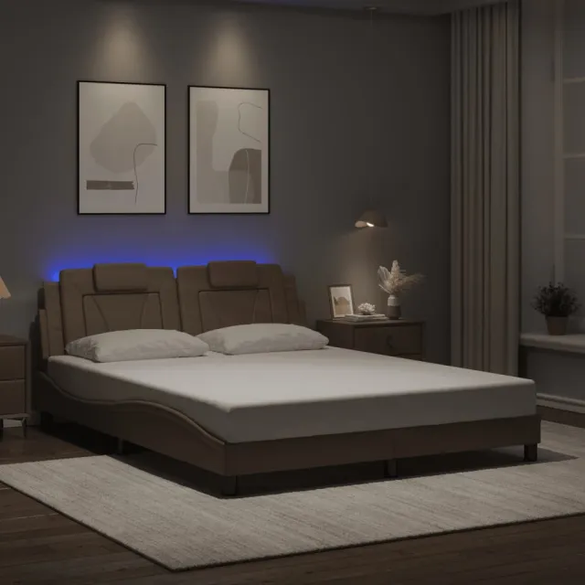 vidaXL Bedframe "Viana" met LED zonder matras cappuccino 160x200 cm Bruin