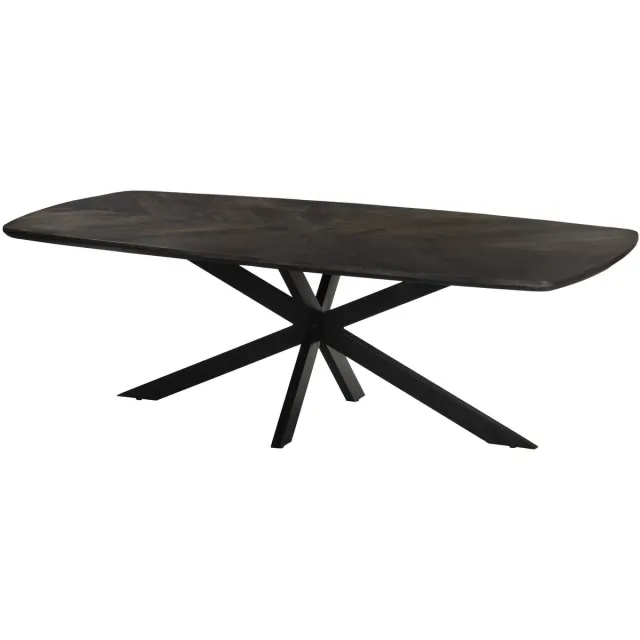Lizzely Garden & Living Eettafel deens ovaal mangohout 240cm Bali walnoot bruin ovale industriële tafel duurzaam mango eetkamertafel hongaarse punt