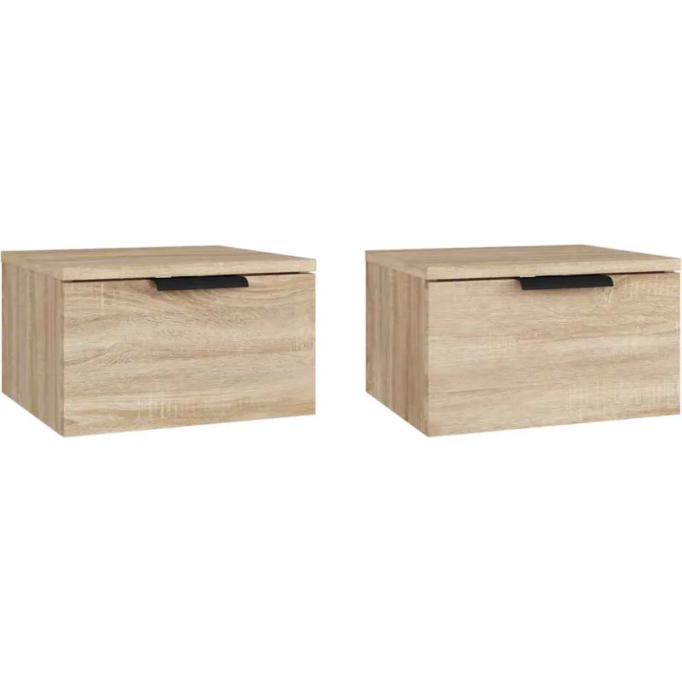 vidaXL Nachtkastjes 2 st wandgemonteerd 34x30x20 cm sonoma eikenkleur, foto 3