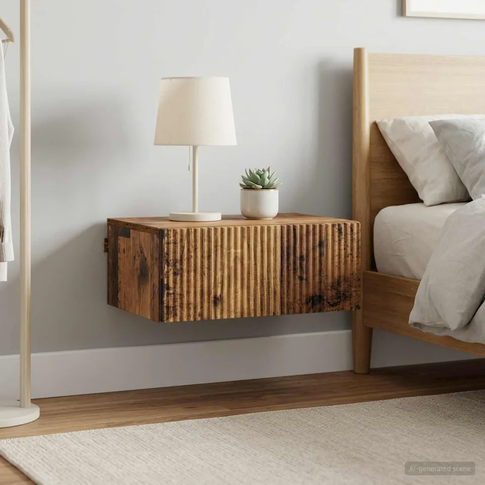 vidaXL Wandbeugel Bedkast 2 st Oud hout 49 x 34,5 x 20 cm Bewerkt hout bruin, foto 4