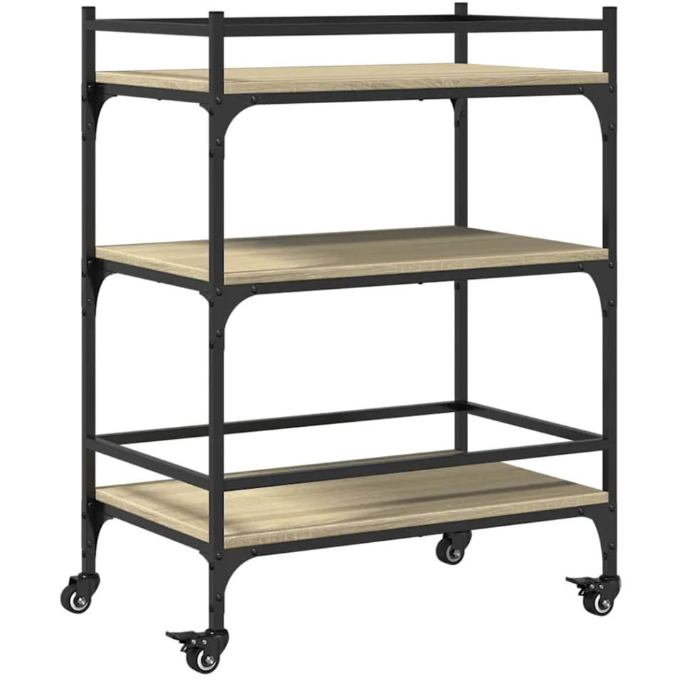 vidaXL Keukentrolley 65x40x86,5 cm bewerkt hout sonoma eikenkleurig