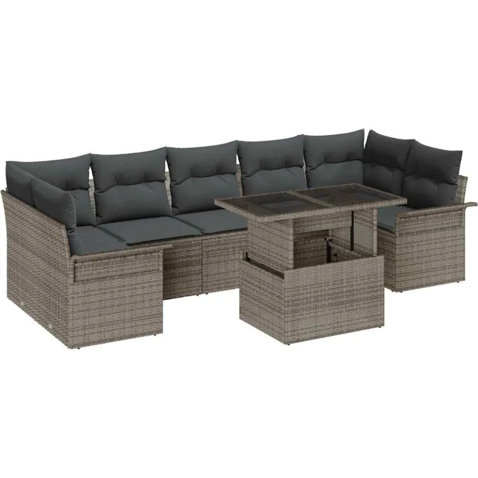 vidaXL Tuin Sofa Set 8 st Grijs [Synthetisch]: Poly Rattan