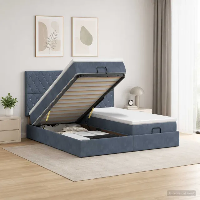 vidaXL Ottoman bed met matras met hoofdeinde 2 st Donkergrijs Fluweel