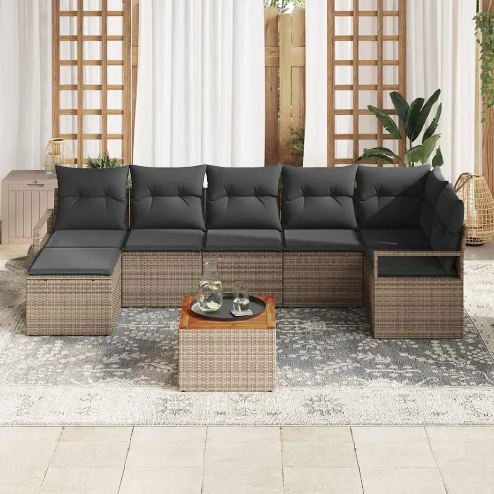 vidaXL Tuinbankenset 9 st Grijs poly rattan, foto 3