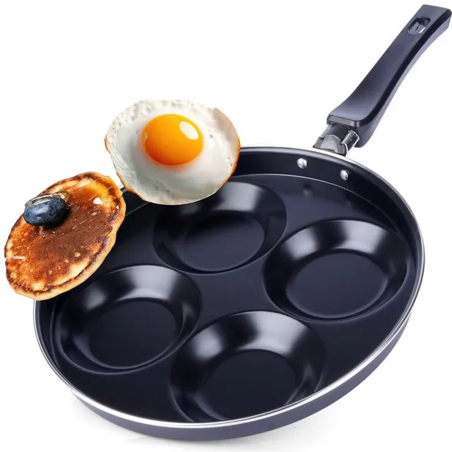Orion Anti-aanbak Ei Pan - 25 cm - 4 Gaten - Gas, Elektrisch, Keramisch Zwart
