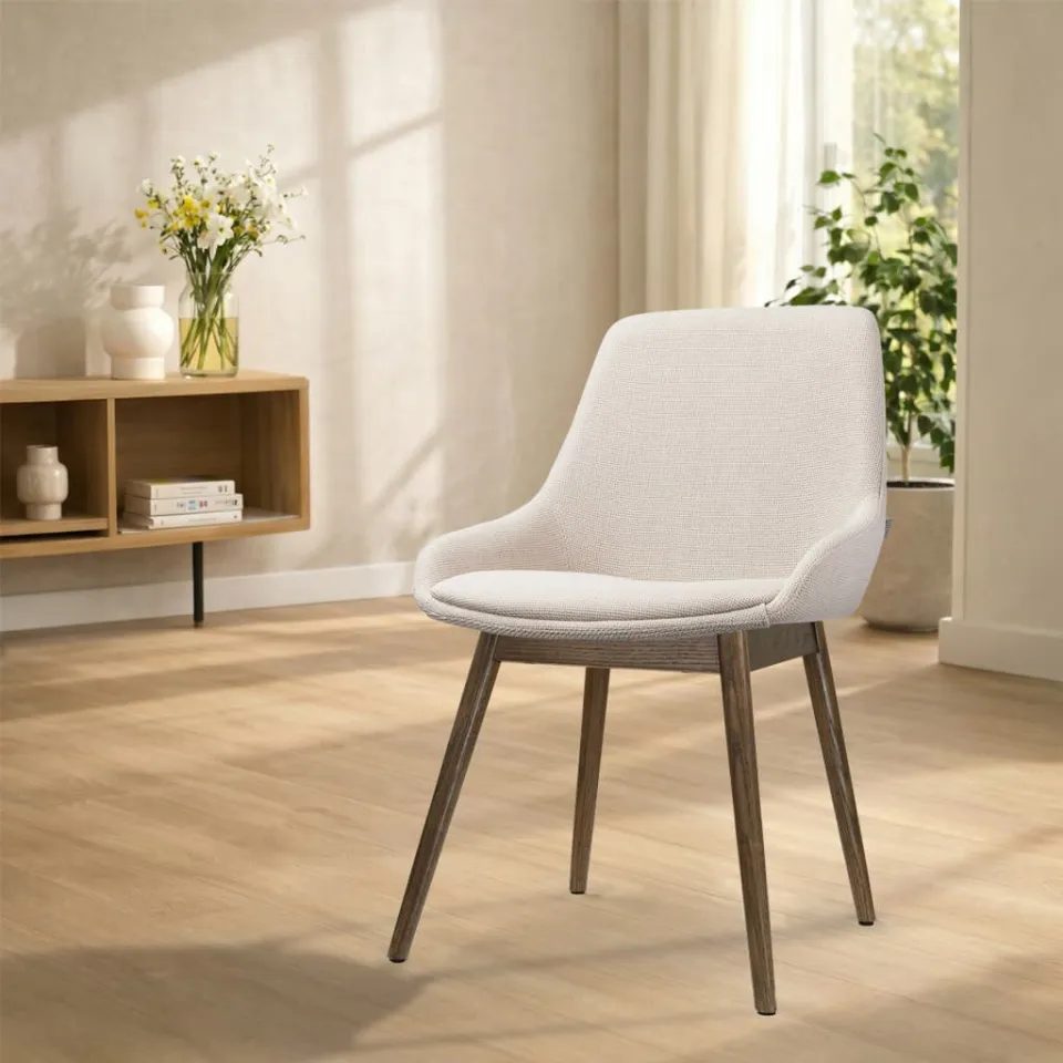 Nolon Nio-Isa eetkamerstoel beige - walnoot houten onderstel, foto 2