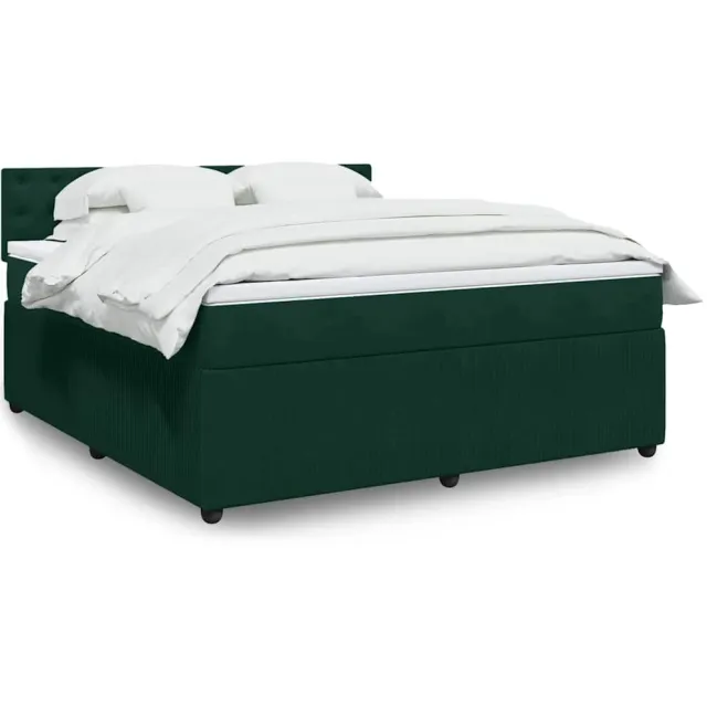vidaXL Boxspring met matras fluweel donkergroen 180x200 cm groen