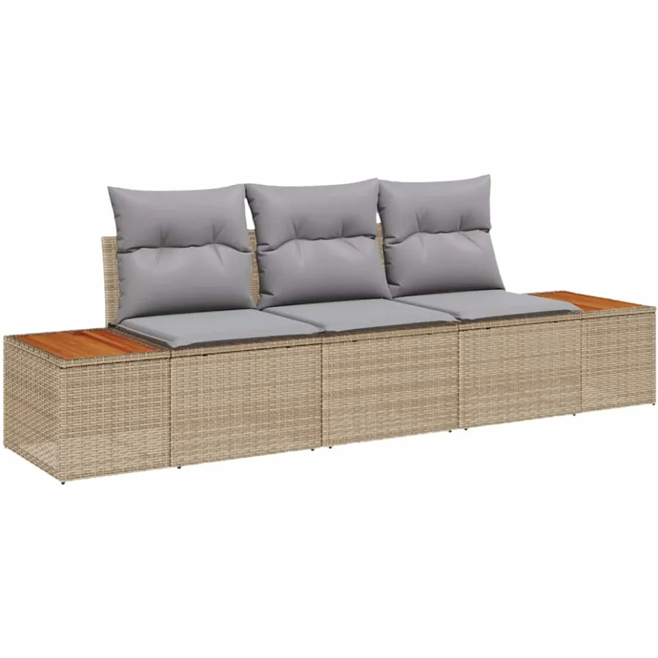 vidaXL Tuin Sofa Set 3 st Beige poly rattan