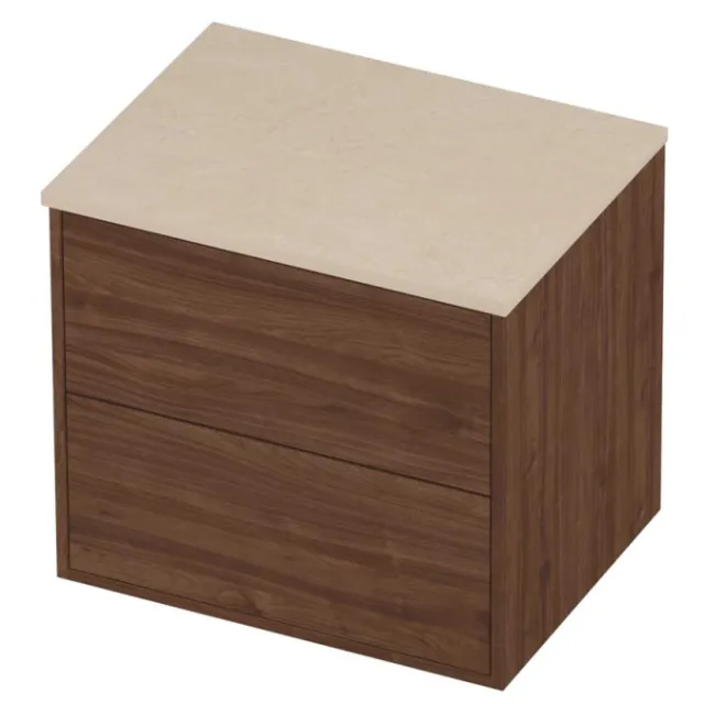 Proline Deck Badmeubelset Hardsteen Voor Grepen Symmetrisch 60x46x54 cm Sand Stone Indian Walnut Houtlook