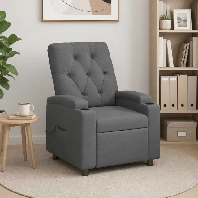 vidaXL Massage-relaxstoel Donkergrijs 75 x 95 x 101 cm Stof, foto 2