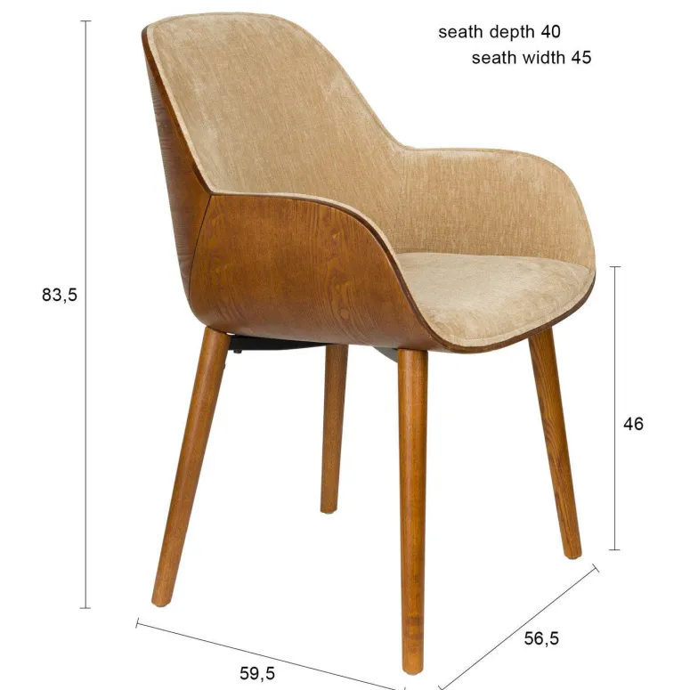 Dutchbone Taylor eetkamerstoel beige, foto 4