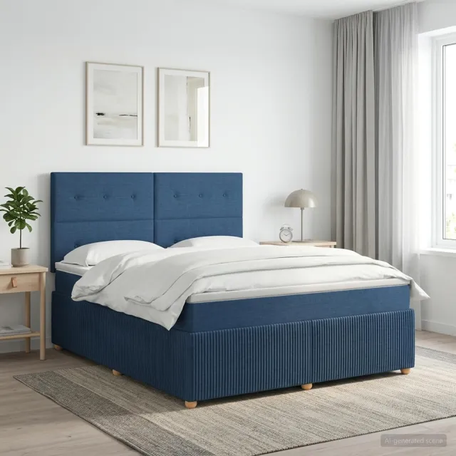 vidaXL Boxspringbed met matras met hoofdeinde Blauw 160 x 200 cm Stof