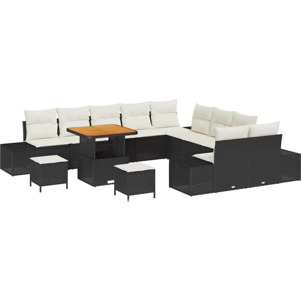 vidaXL Tuinbankenset 13 st Zwart poly rattan