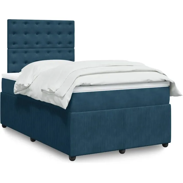 vidaXL Boxspring met matras fluweel blauw 120x190 cm