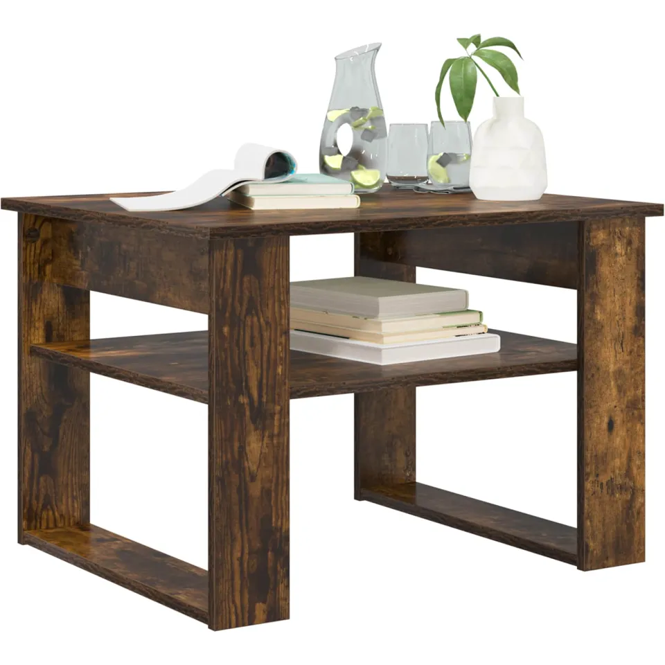 vidaXL Salontafel Gerookt eiken 64 x 54 x 44 cm Bewerkt hout, foto 2