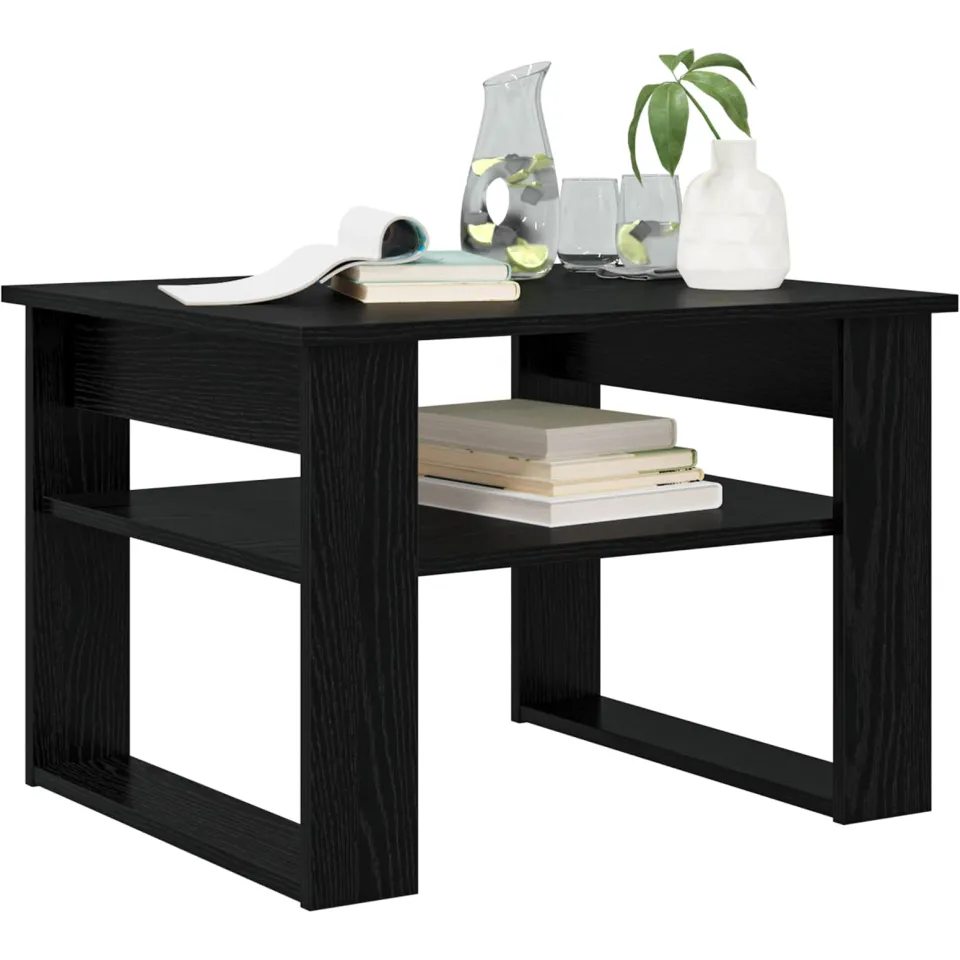 vidaXL Salontafel Zwart Eiken 64 x 54 x 44 cm Bewerkt hout