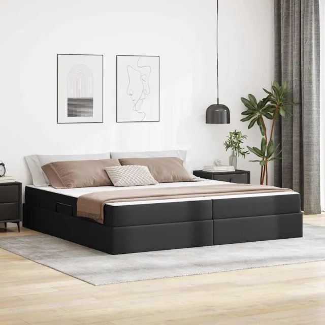 vidaXL Opslag bed met matras met opslag 2 st Zwart Leer