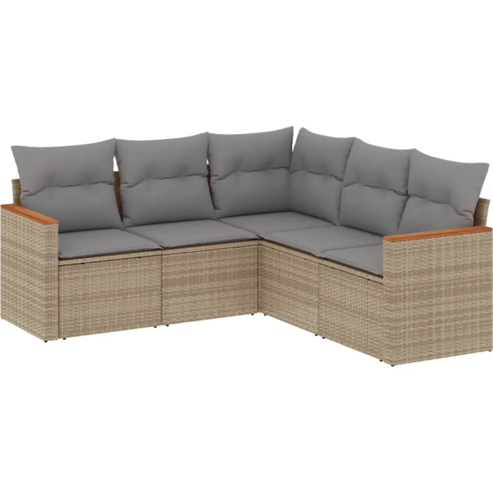 vidaXL Patio Sofa Set 5-zits Beige and Grey, foto 4
