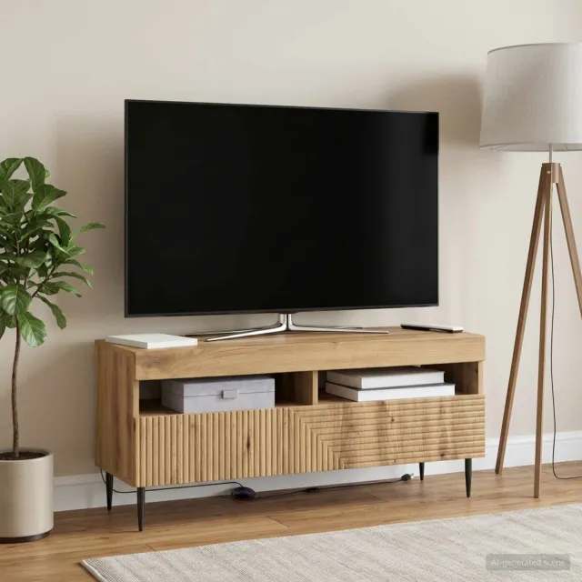 vidaXL LED tv-meubel HAARLEM 100 x 35 x 43 cm Artisanaal eiken, foto 2