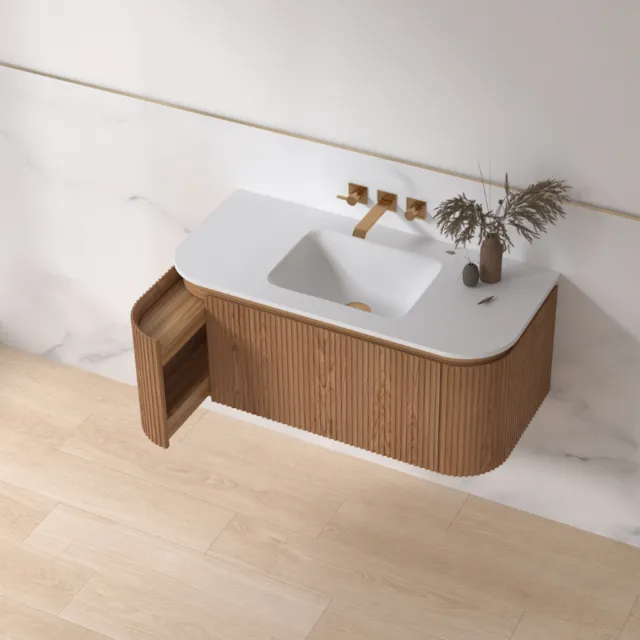 Sanilux Badmeubelset Sanilux Eleganza 100 cm Keramiek Zonder Kraangat Acacia