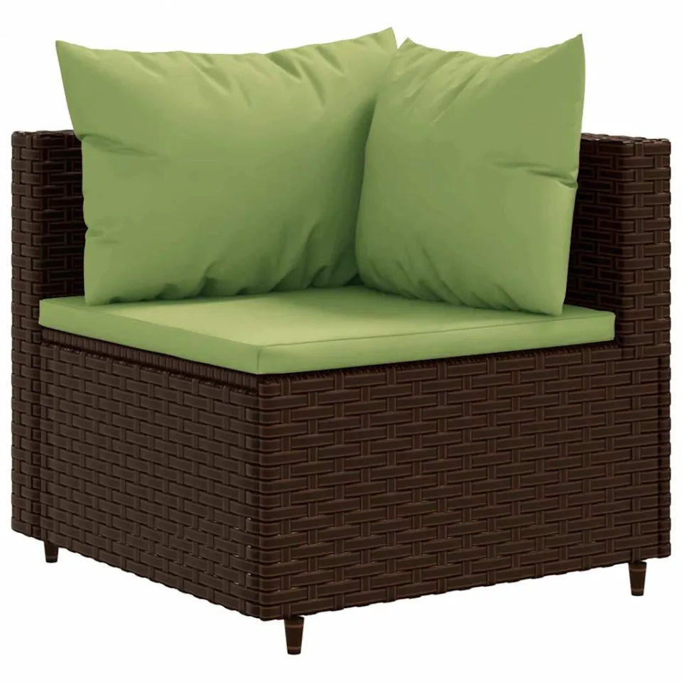 vidaXL 7-delige Loungeset met kussens poly rattan bruin