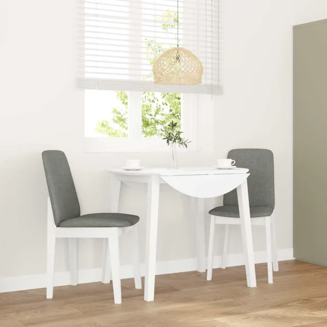 vidaXL Eetkamerstoelen met kussens 2 st massief hout rubber wit