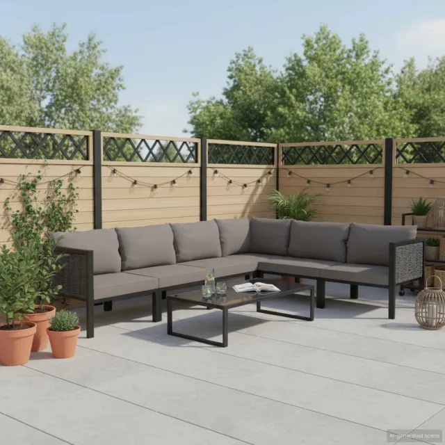 vidaXL 7-delige Loungeset met kussens poly rattan antraciet Anthraciet