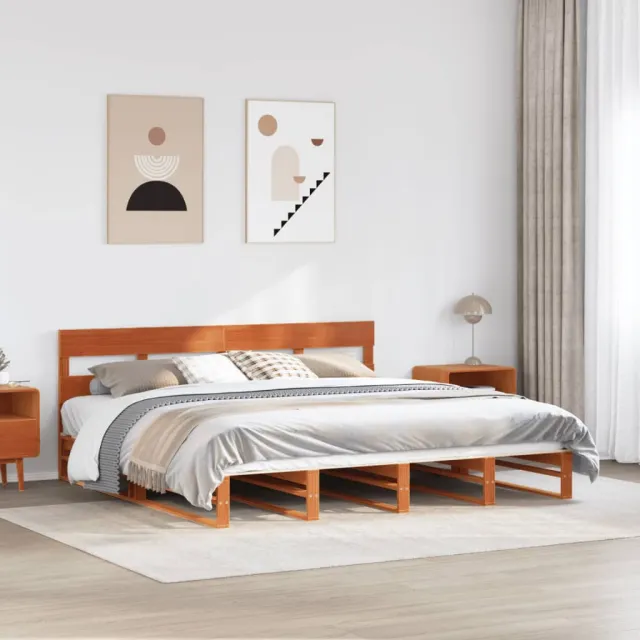 vidaXL Bedframe zonder matras massief grenenhout wasbruin 200x200 cm bruin