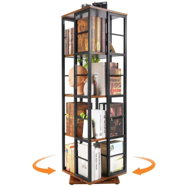 Ibenzoa Roterend vrijstaand boekenrek met 360 graden draaifunctie voor compacte ruimtes en decoratie zwart