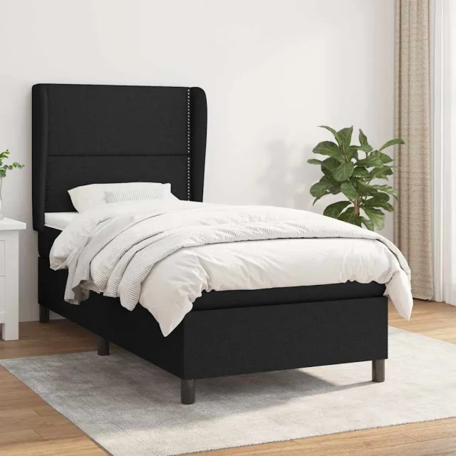 vidaXL Boxspring met matras stof zwart 100x200 cm