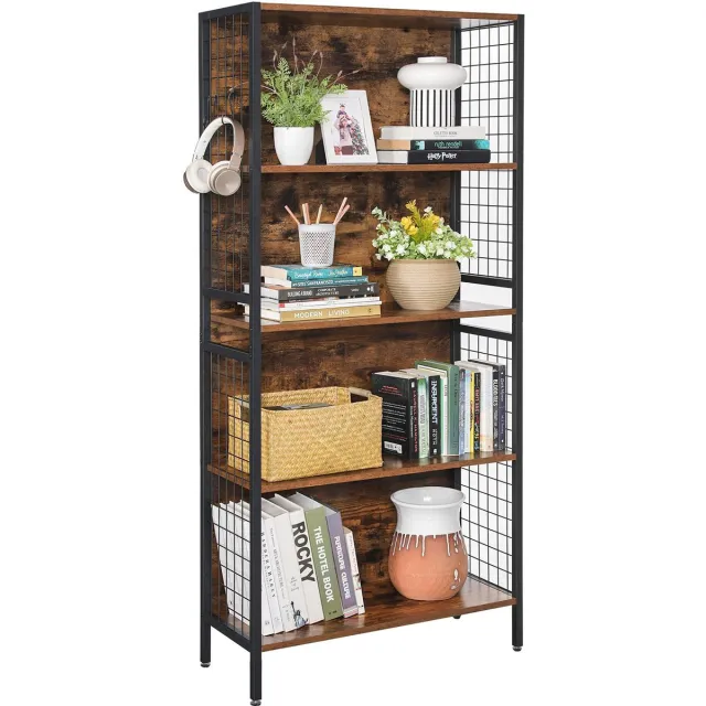 Vasagle Boekenkast - Met 4 Planken - 4 S-Haken - Industrieel Stalen Frame vintage bruin-zwart