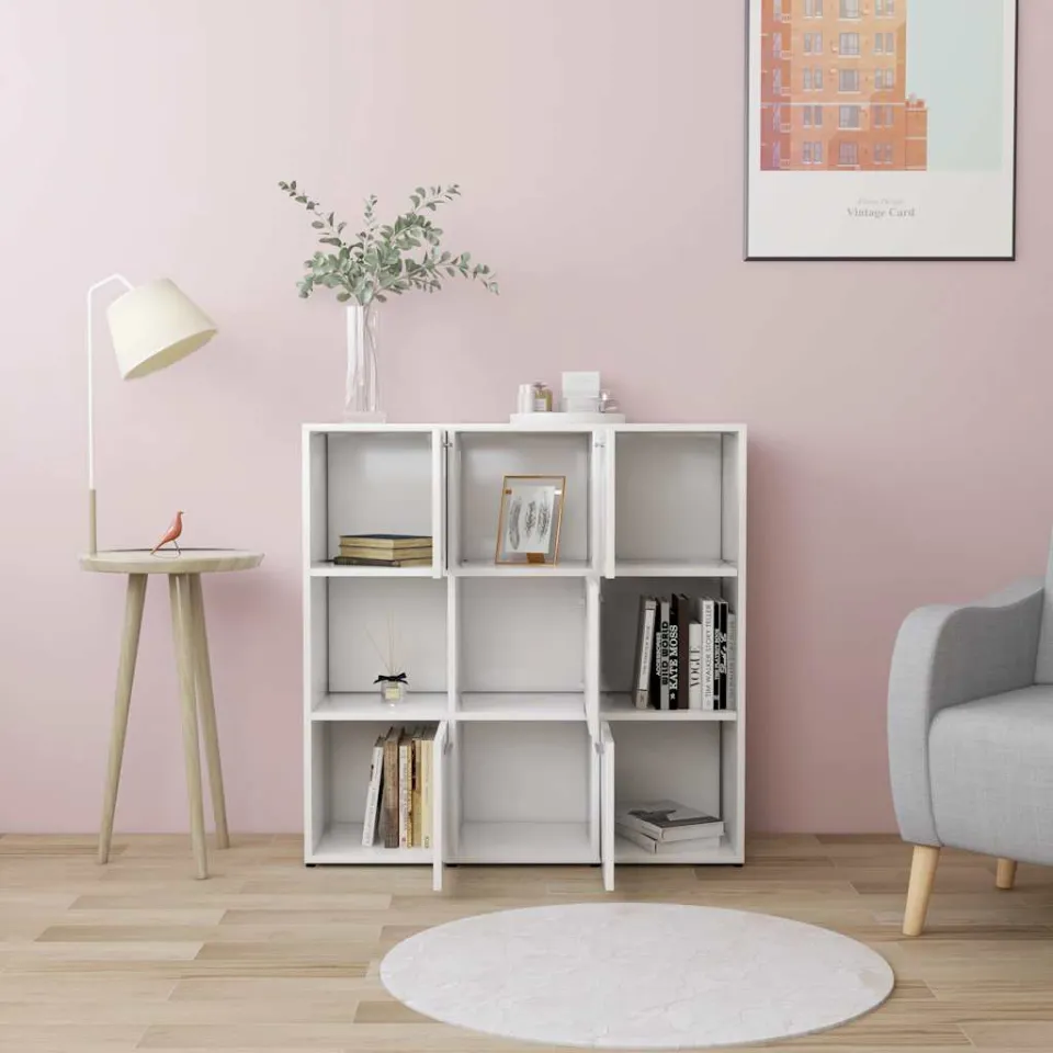 vidaXL Boekenkast 90x30x90 cm bewerkt hout wit, foto 3