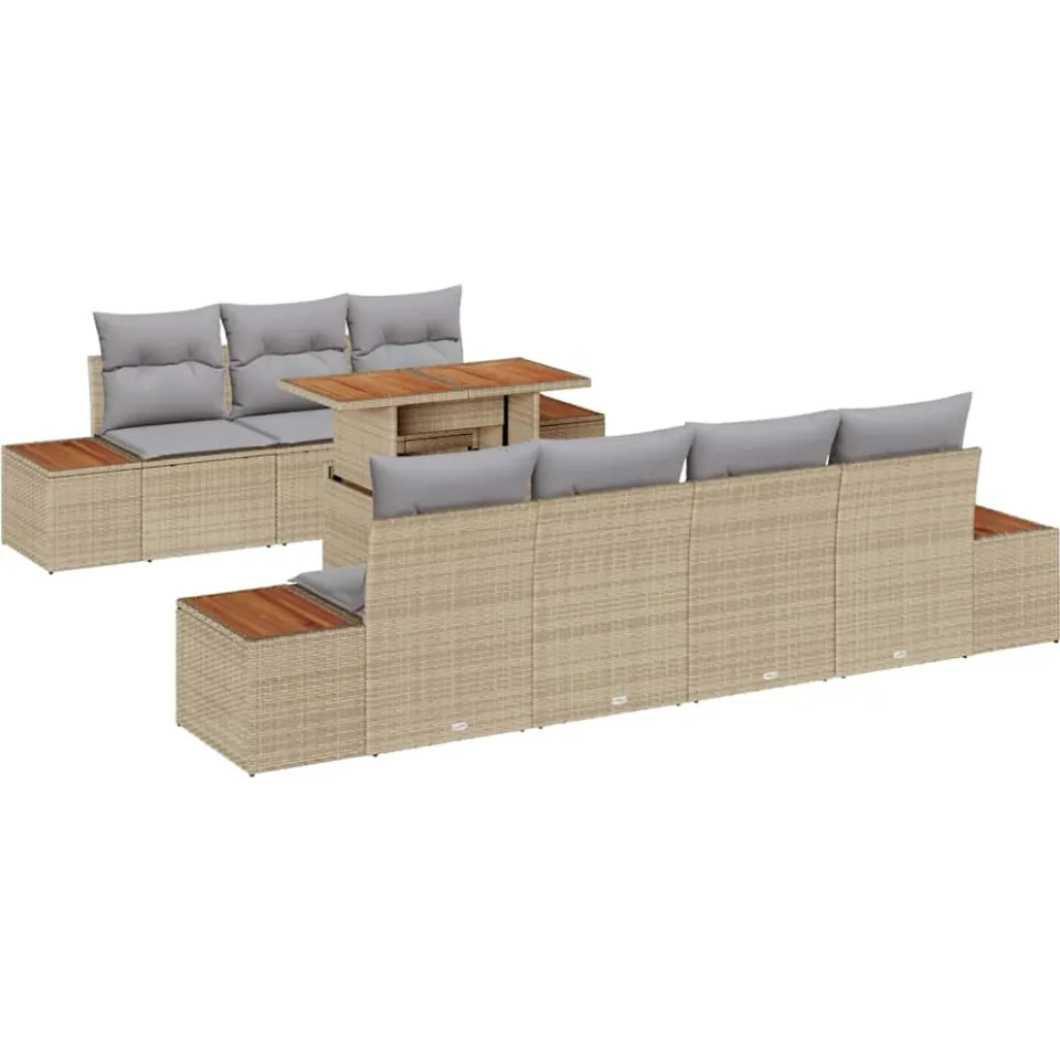 vidaXL Tuin Sofa Set 8 st Beige Poly riet