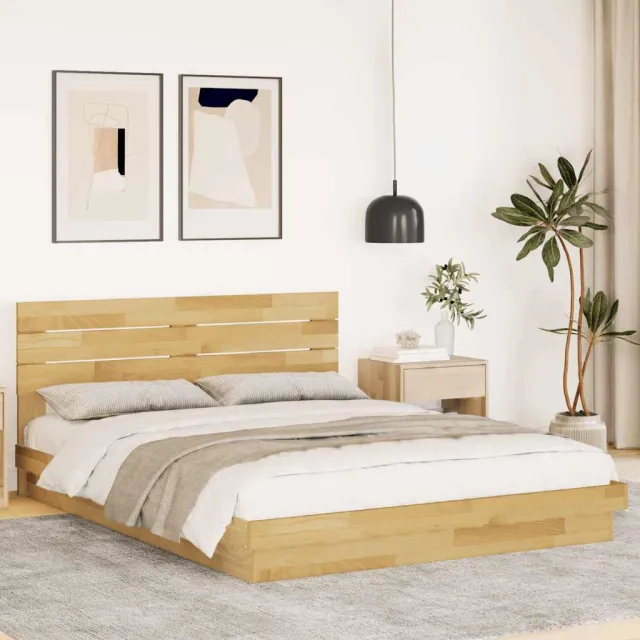 vidaXL Bedframe hoofdeinde zonder matras 150x200 cm massief hout eiken Bruin