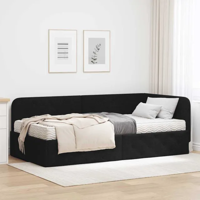 vidaXL Hoekbedframe Zwart 90 x 200 cm Stof
