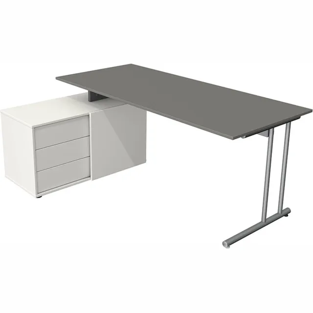 Kerkmann Bureau Profi grafiet grijs met archiefkast 180x80cm