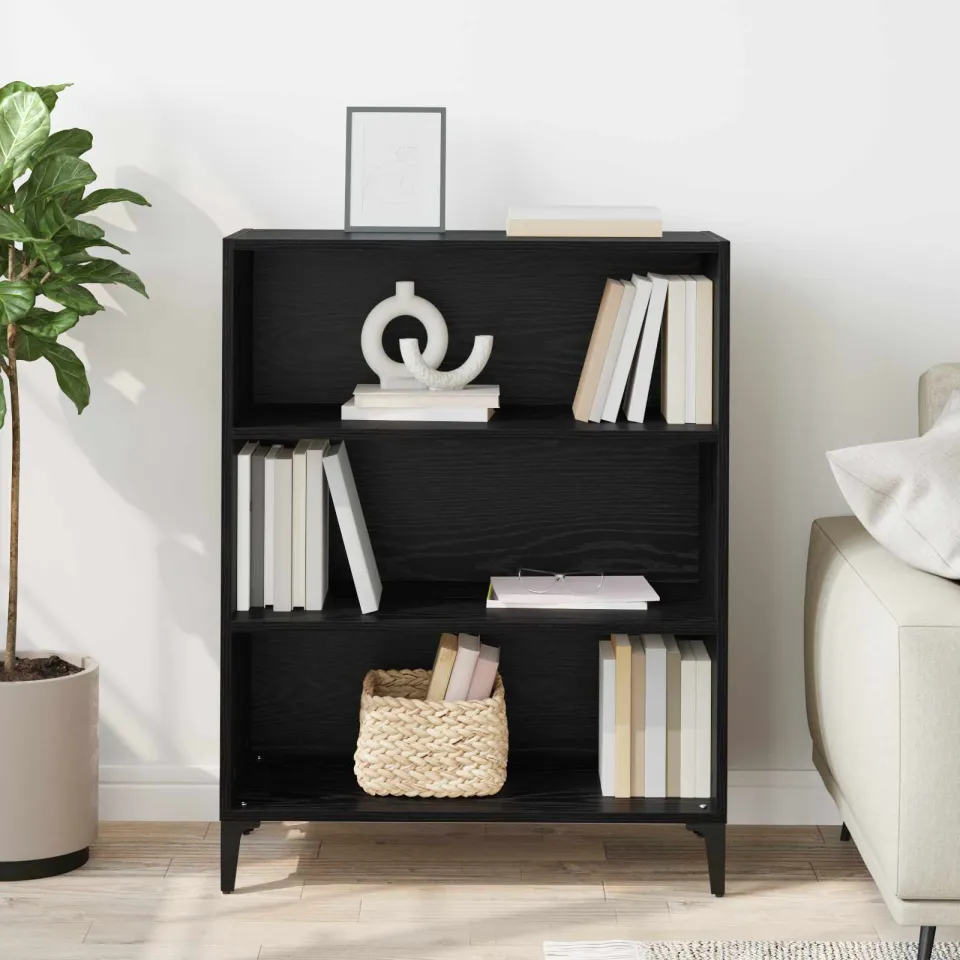 vidaXL Dressoir Zwart Eiken 69,5 x 32,5 x 90 cm Bewerkt hout, foto 4